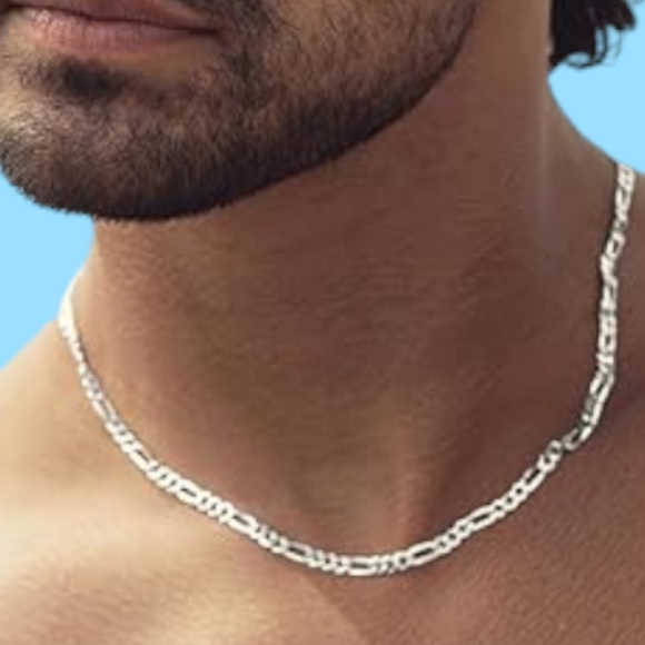 Vintage Figaro Sterling Silver 925 Chain Necklace with Diamond-Cut Links - Picture 16 of 16